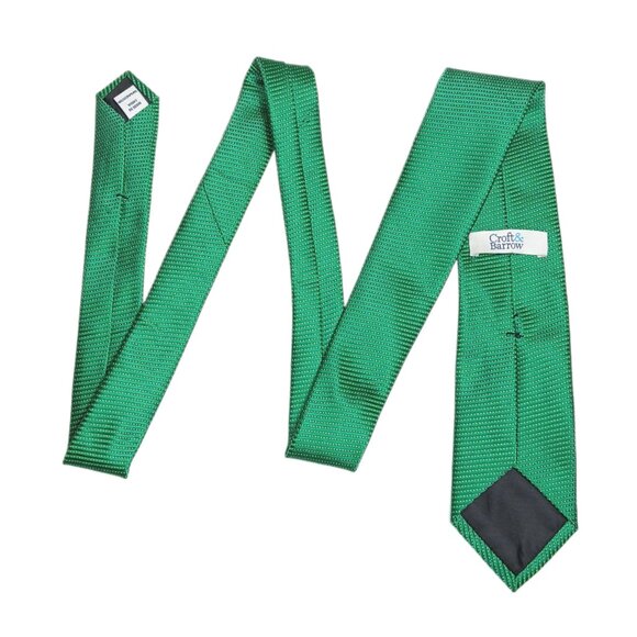 Croft & Barrow Tie Men’s 60” Solid Green Textured Designer Classic Tie New - Picture 3 of 4